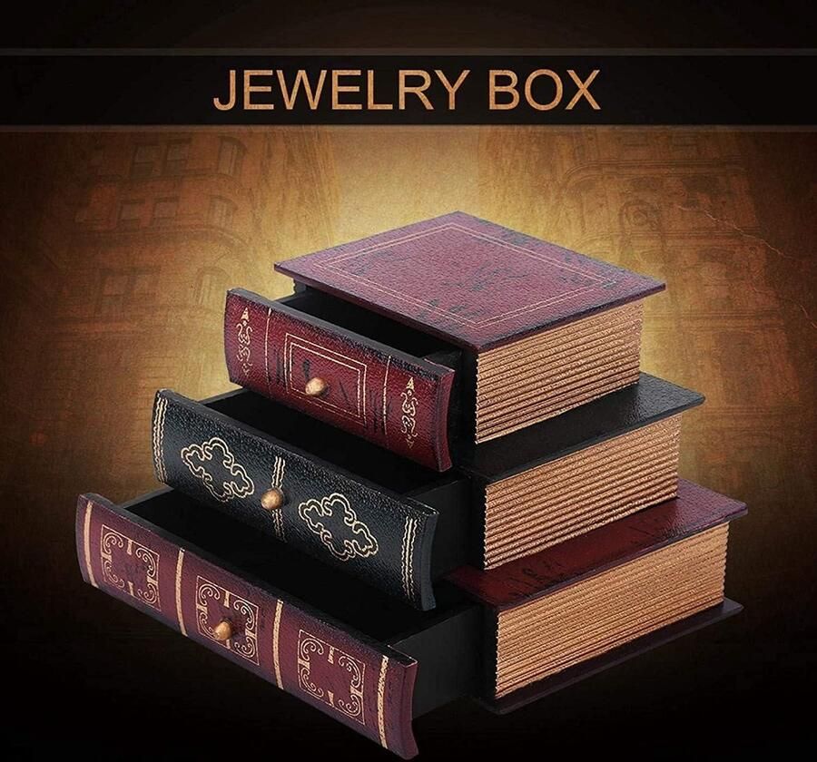 Houten kist met laden nep boekdoos opslag vintage home office decoratie boekensteunen verborgen opbergdoos boekenkast houder