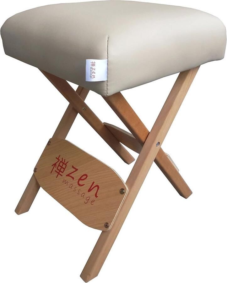 Houten Klapkruk met Zacht Zitkussen voor Massage Draagbare Kruk voor Mobiel Gebruik 48 x 33 x 33 cm