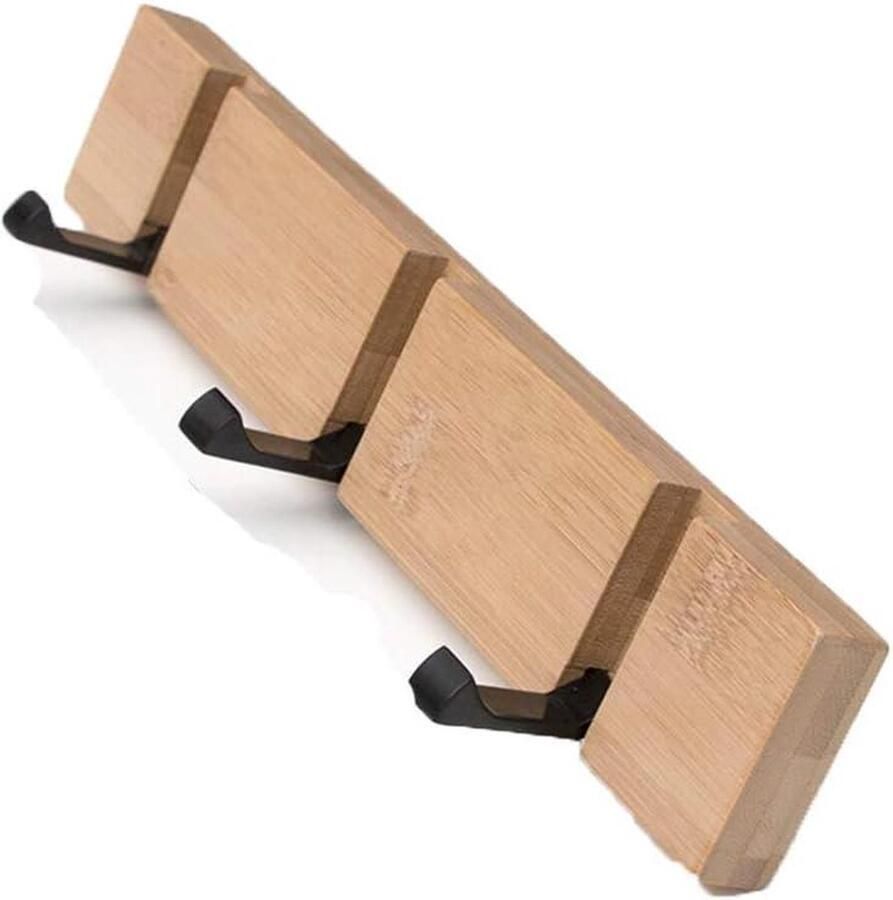 Houten Kledinghaken Inklapbare Garderobelijst 5 Haken Natuurkleur Hout