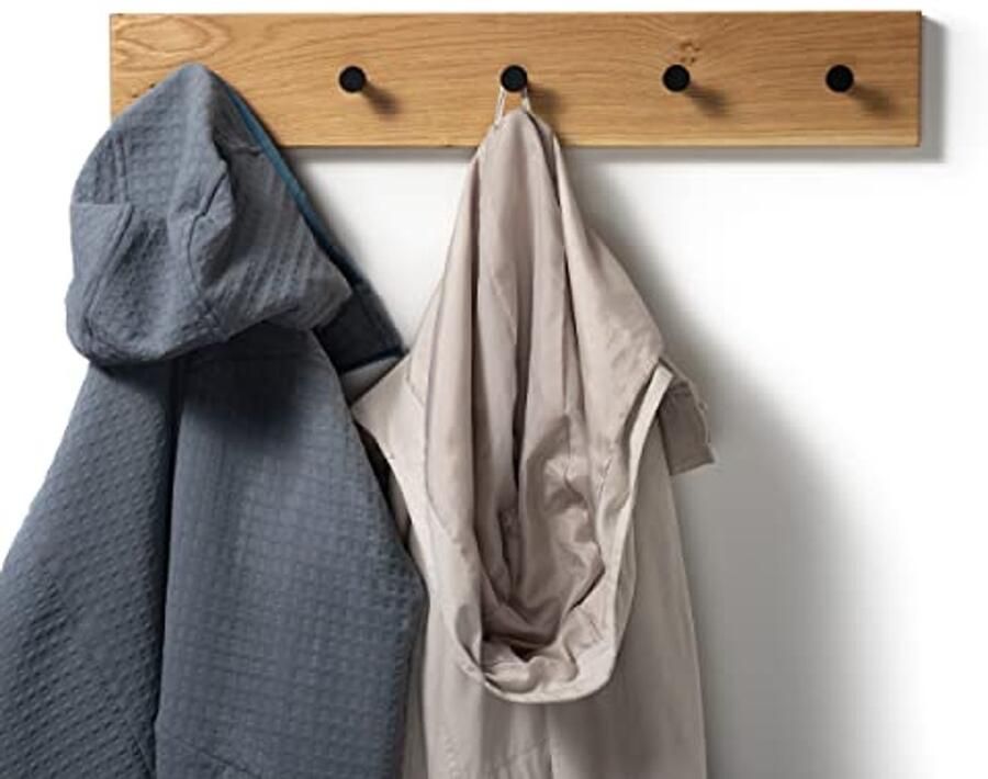 Houten Kledingkast Wandkast 70 cm Moderne Decoratie met Haakjes in Eikenhout