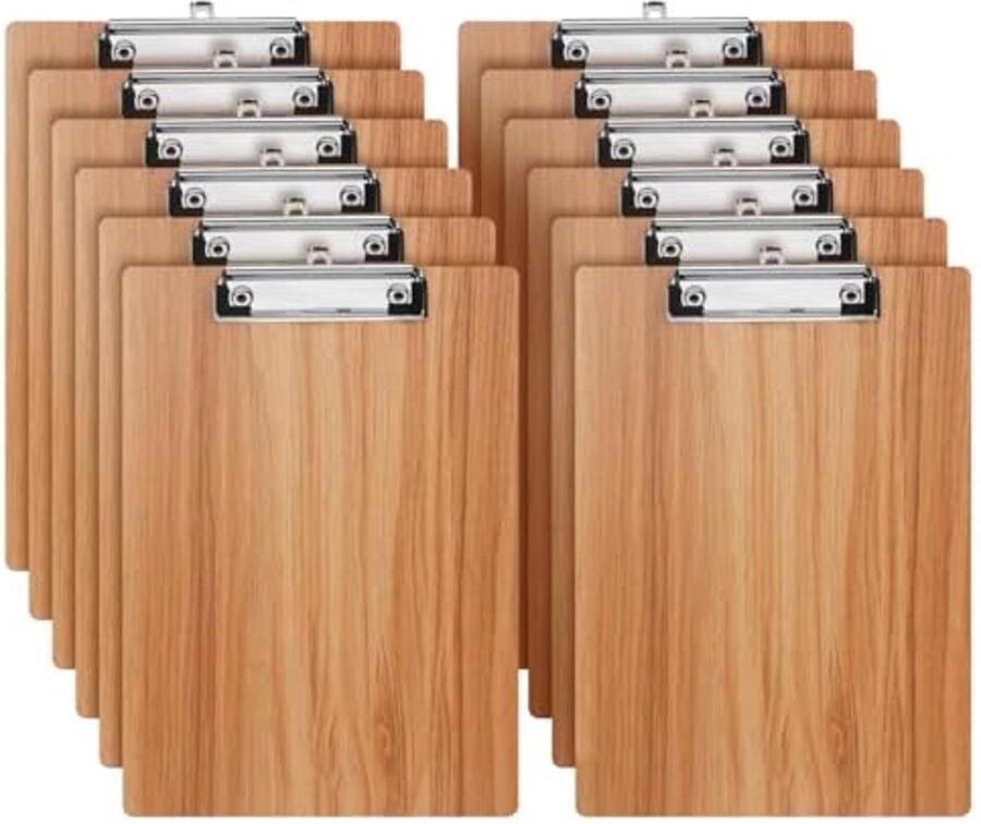 Houten Klemborden A4 12 Stuks met Metalen Klem Duurzame Schrijfplaten