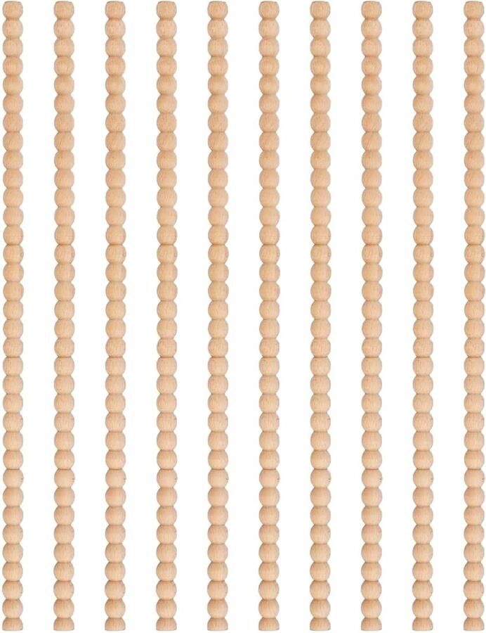 Houten kralen Houten decoratie op een rol Lengte 4 m 14 × 7 mm Onafgewerkte 3D-kraalvorm Decoratieve houten decoratie voor knutselwerkjes kasten muren meubels en wandpanelen