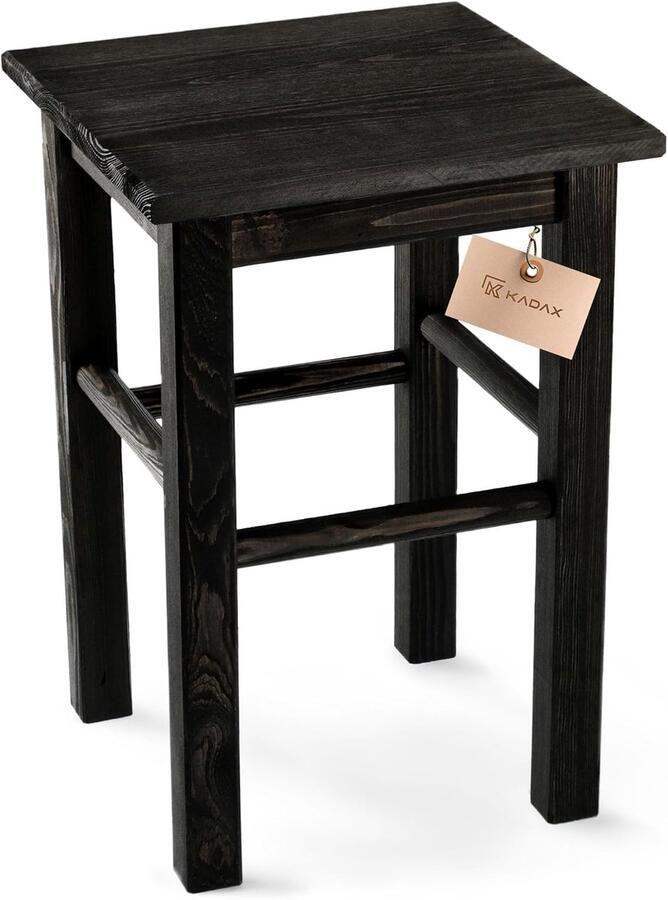 Houten kruk en voetenbank van natuurlijk grenenhout Compact en Robuust