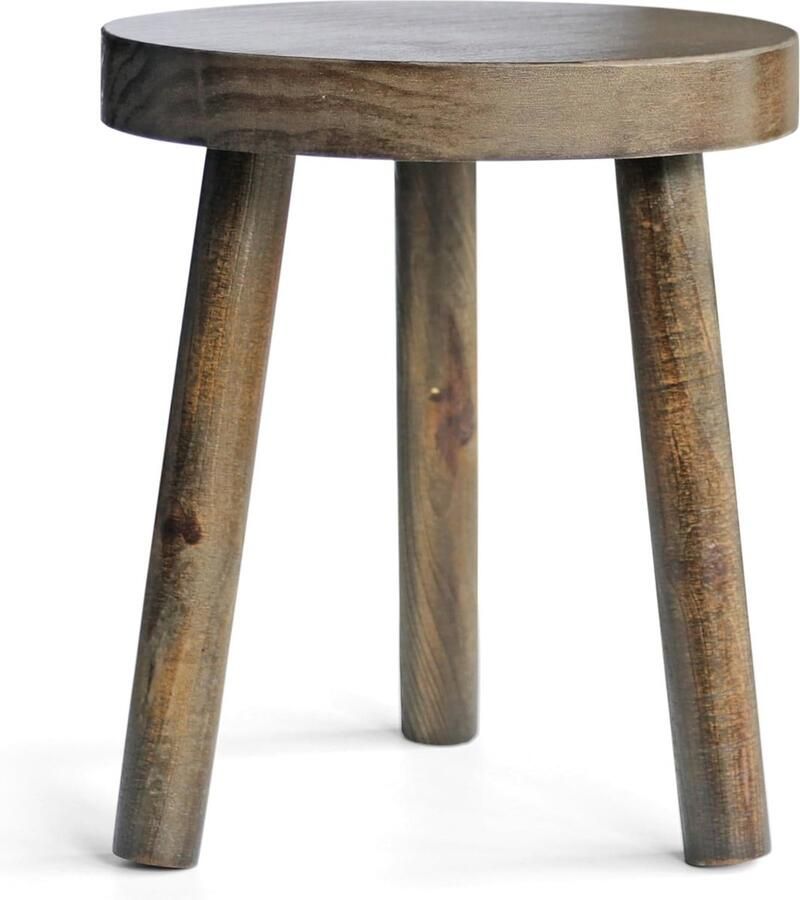 Houten kruk multifunctionele bijzettafel voor woonkamer plantenstandaard nachtkastje of badkamertafel (35 cm) - Foto 2