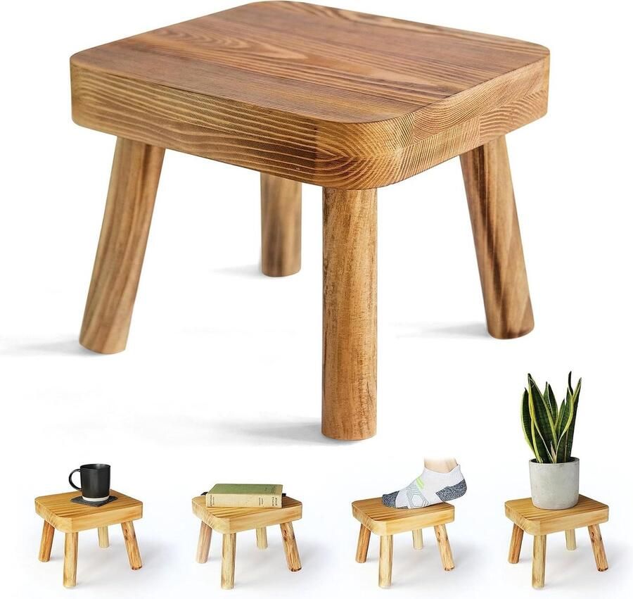 Houten kruk plantenstandaard indoor opstap kinderkruk bijzettafel slaapkamer nachtkastje badkamer (20 cm) Kruk