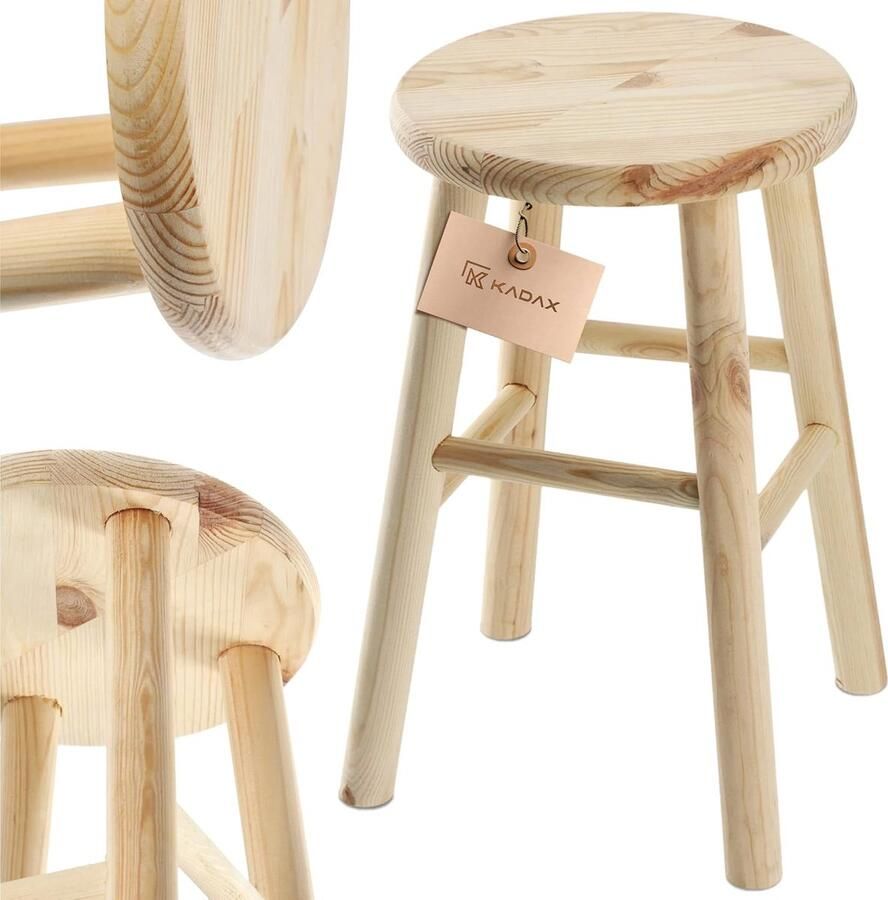 Houten Kruk Robuust en Compact 1 stuk Natuurlijk Grenenhout