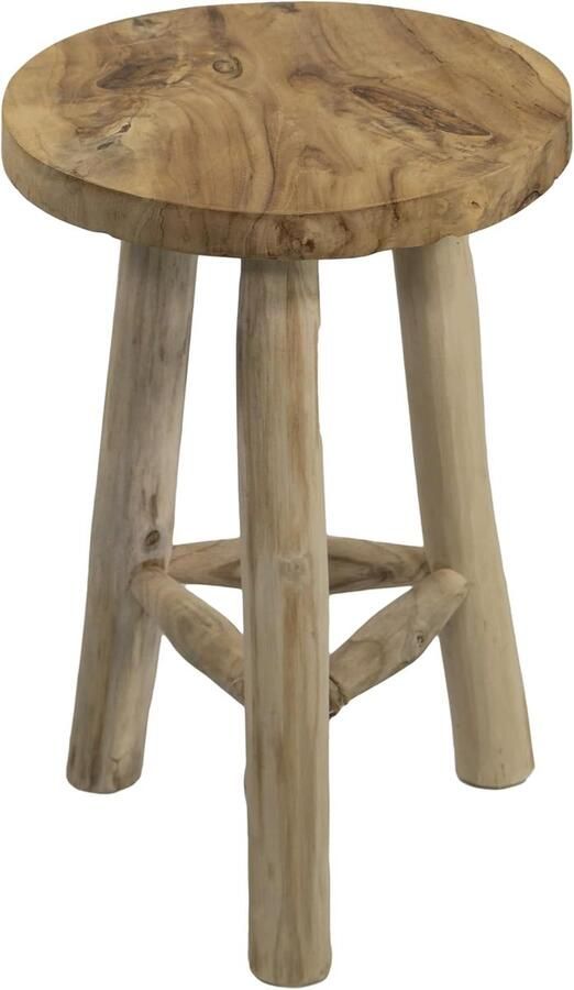 Houten Kruk Stabiele 3-Poots Bloemenstandaard van Massief Teakhout Multifunctioneel en Onderhoudsvriendelijk