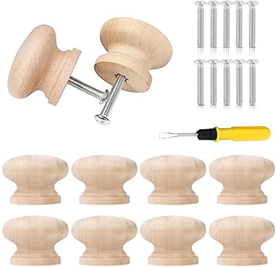 Houten Ladegreep Meubelknoppen voor Kast Commode en Laden 10 Stuks