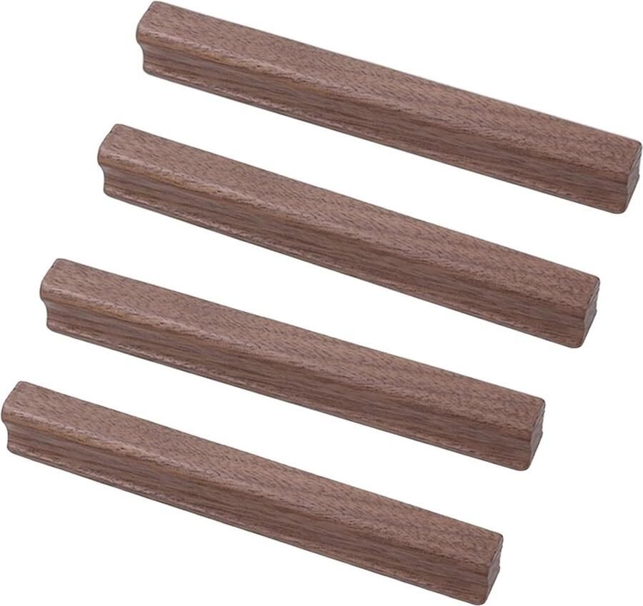 Houten Ladegrepen voor Meubels 4 Stuks Moderne Deurgrepen in Zwart Walnoot Perfect voor Kasten Keukens en Badkamers
