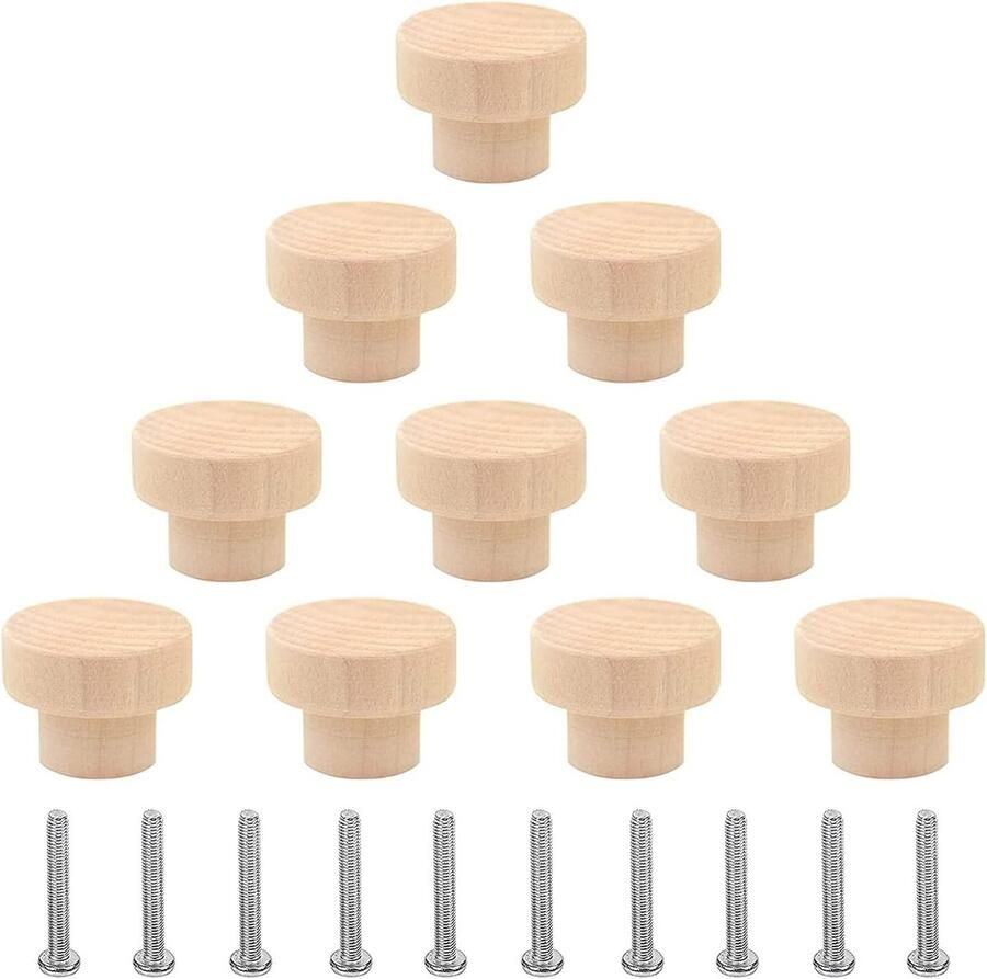 Houten Ladeknoppen Natuurlijke Meubelknop 10 Stuks