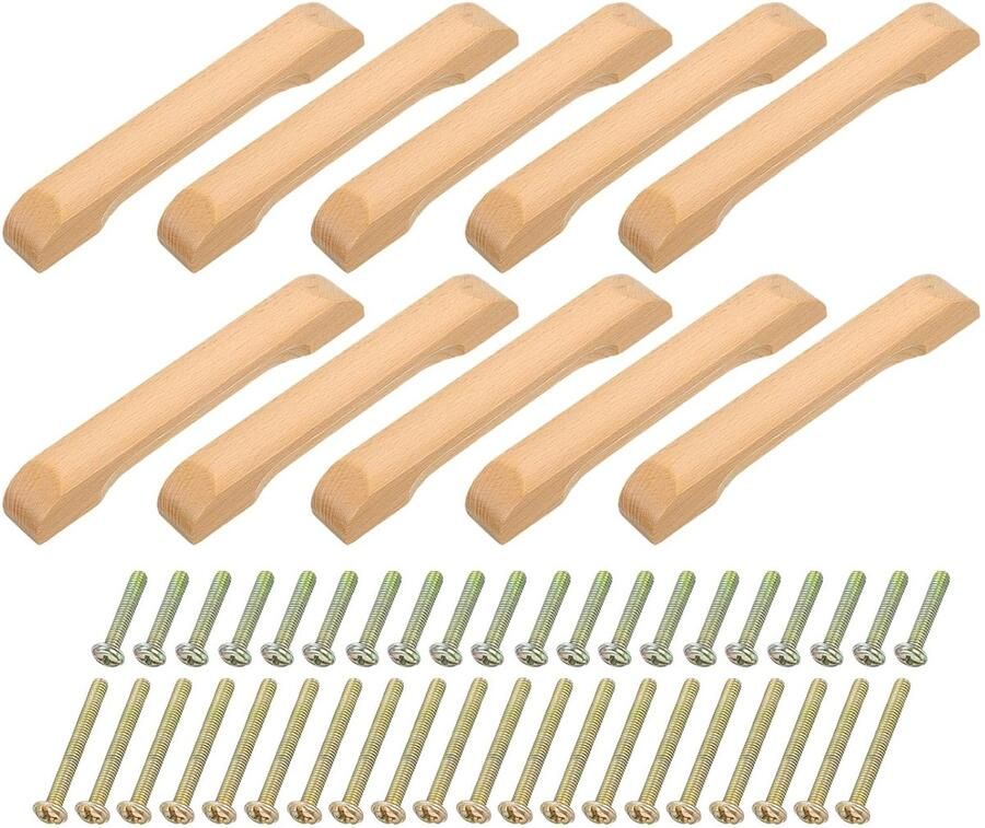 Houten Ladeknoppen Set van 10 Beukenhout 128 mm gatafstand