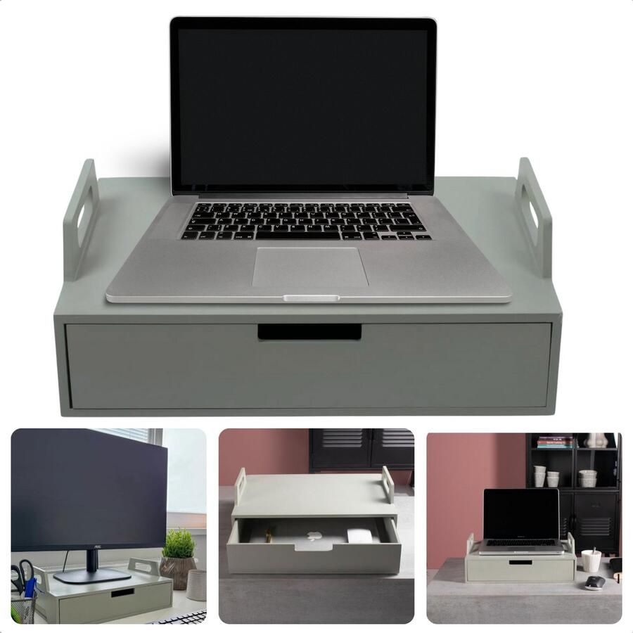 Houten Laptoptafel Bedtafel Ontbijt op Bed Schootkussen Bedtafel Laptopverhoger Verstelbaar Groen Grijs Inclusief EBOOK