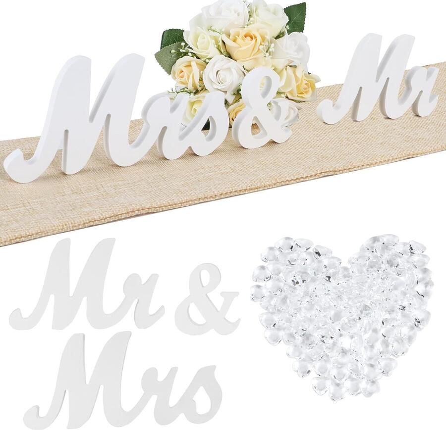 Houten letters versieren bruiloft decoratie tafel decoratie geschenken teken deco tafel (wit)