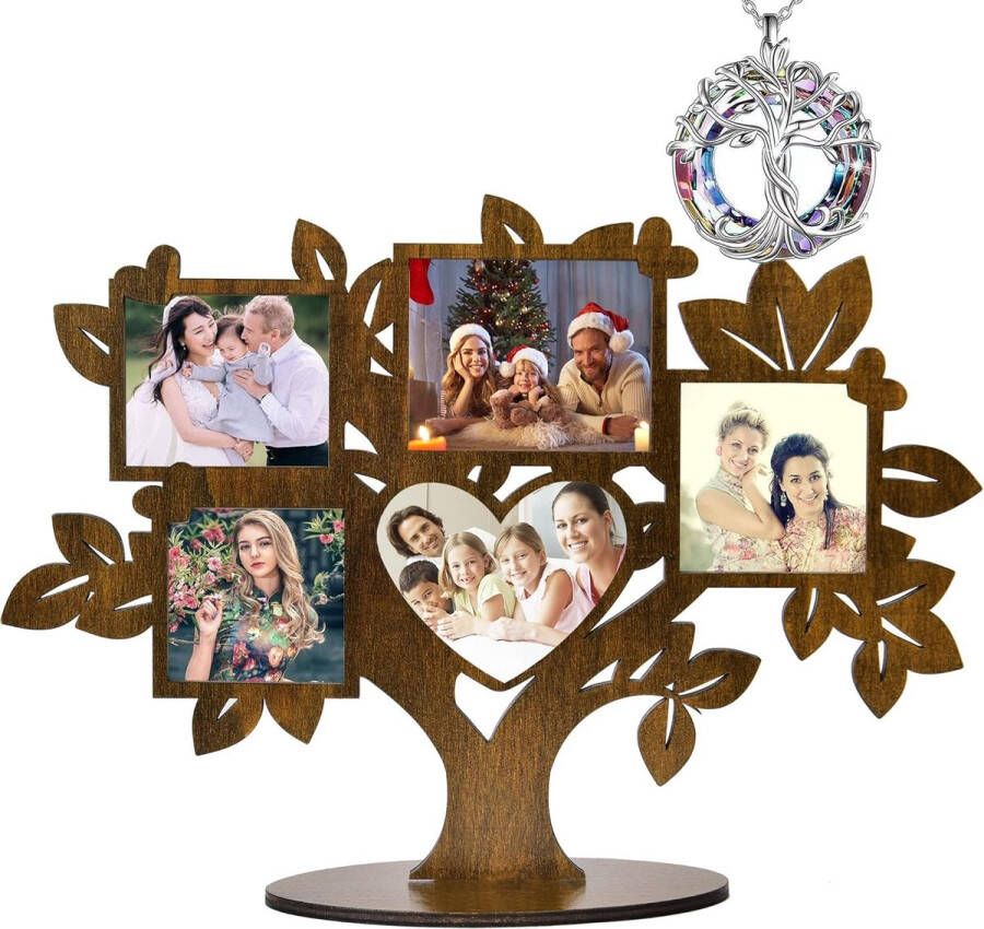 Houten levensboom fotolijst voor meerdere foto's voor op tafel meerdere lijsten cadeau-ideeën voor jubileum vriend moeder Valentijnsdag cadeaus vriendin idee hart tafelframe