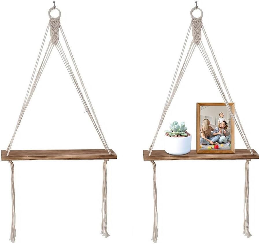 Houten macramé wandrek Boheemse decoratie Multifunctioneel 1 stuk Paulownia hout