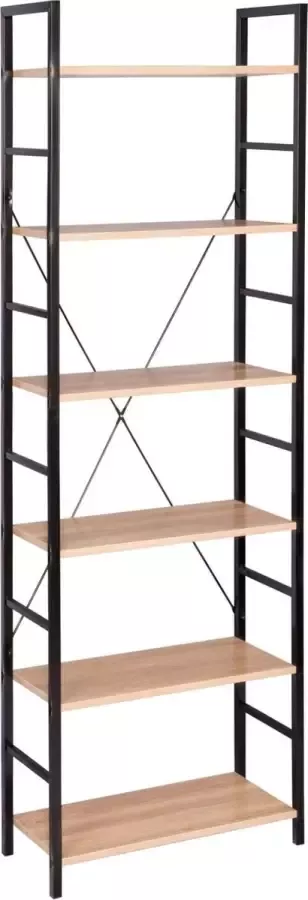 THA Houten Metalen Kast Open Kast Opbergkast Boekenkast Wandkast Interieur 5 Laags Industrieel Zwart Wit