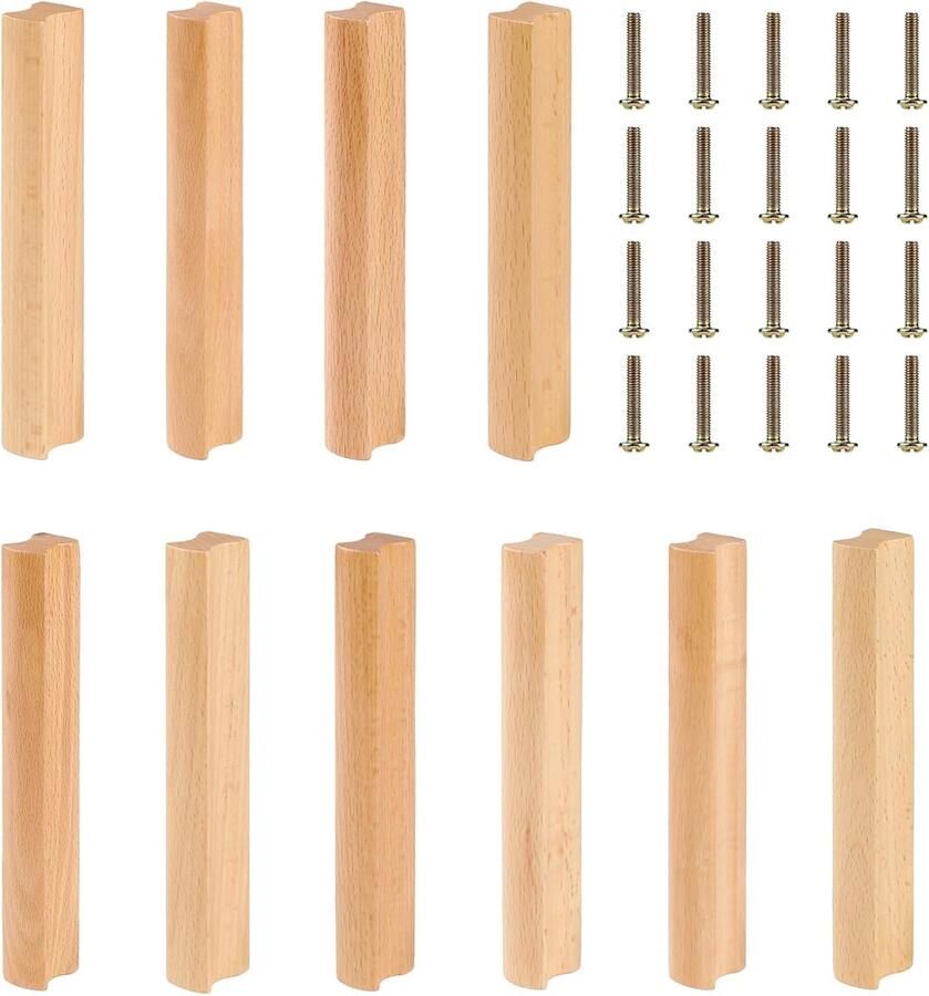 Houten Meubelgrepen 128 mm Geschikt voor Keukenkasten 10 Stuks Hout