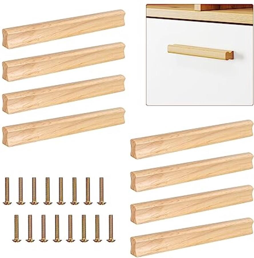 Houten meubelgrepen 160 mm 8 stuks voor kasten en laden