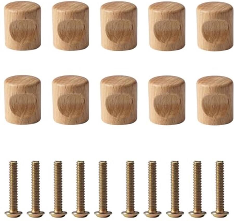 Houten Meubelknoppen 10 Stuks Ronde Trekkers voor Kasten en Laden
