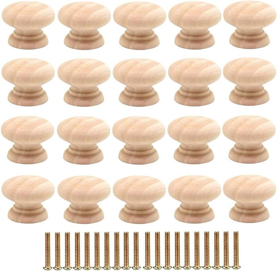Houten Meubelknoppen 20 Stuks Houten Handgrepen voor Kasten Knoppen voor Lade Meubelknop voor Kasten en Lades