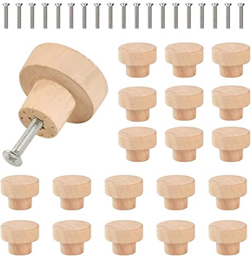 Houten Meubelknoppen 20 Stuks Ronde Deurklinken voor Meubels en Kasten 35 mm