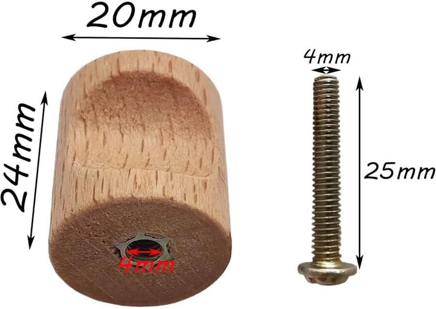 Houten Meubelknoppen Natuurlijk Set van 12 20 x 24 mm