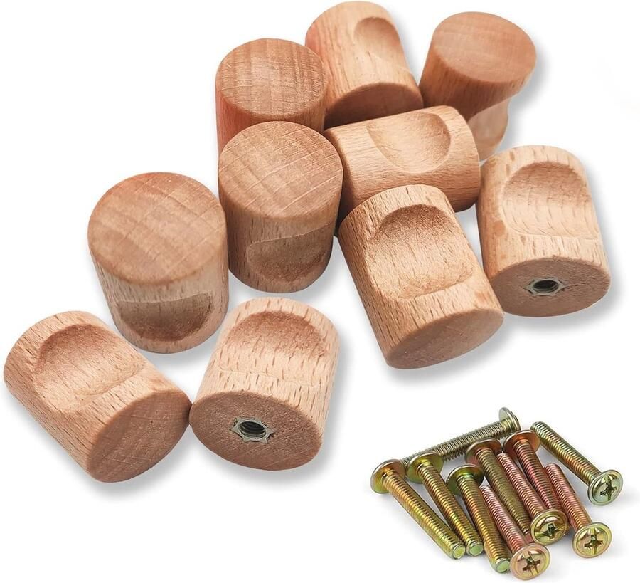 Houten Meubelknoppen Set van 10 Duurzame Ladegrepen voor Kasten en Laden
