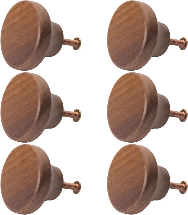 Houten Meubelknoppen Set van 6 Perfect voor Meubels en Kasten