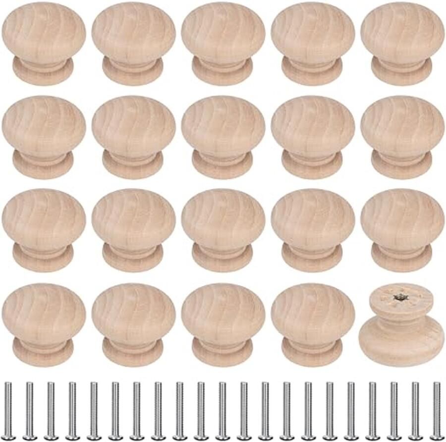 Houten meubelknoppen voor kast en lade 20 stuks 35mm