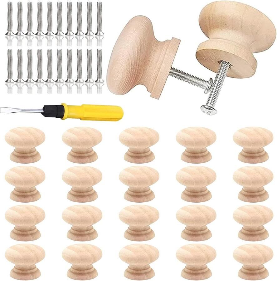 Houten Meubelknoppen voor Kasten en Lades Moderne Ronde Ladegrepen (20 Stuks)