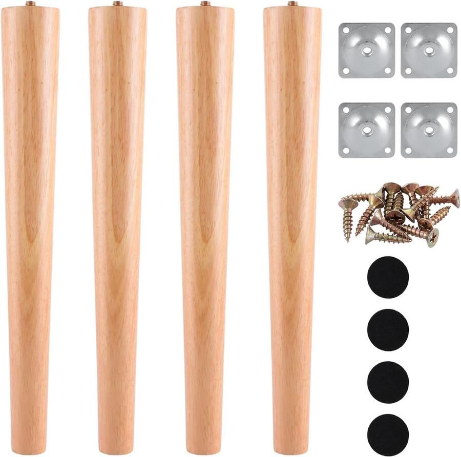 Houten meubelpoten 4 stuks 40 cm massief rubberhout