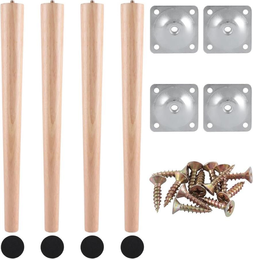 Houten meubelpoten 40 cm 4 stuks ronde eiken vervangende tafelpoten