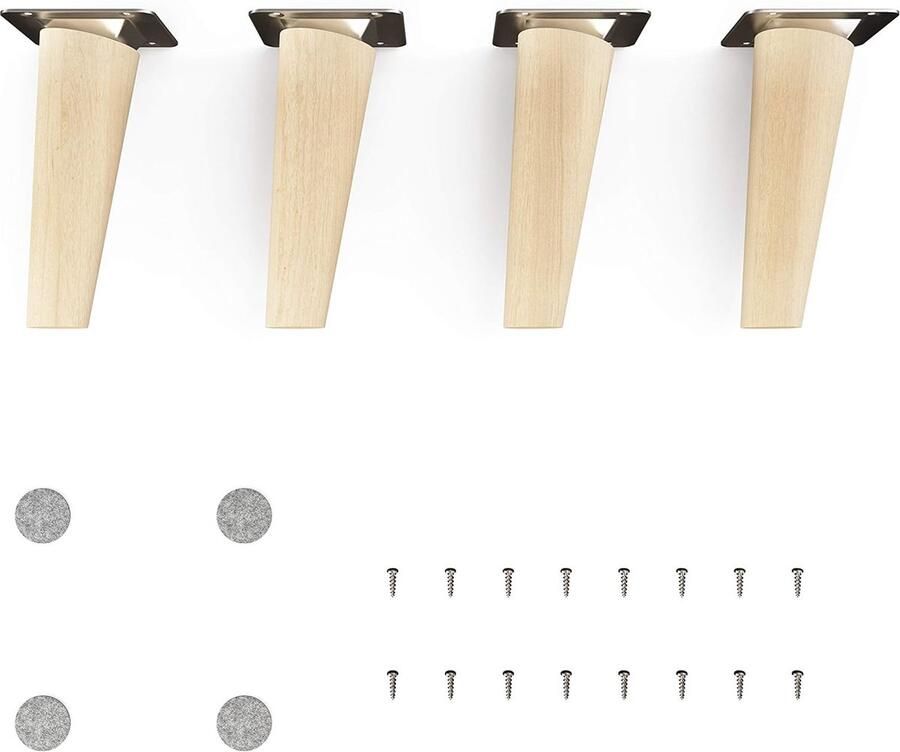 Houten meubelpoten Clif Round natuur (onbehandeld) Hoogte: 12 cm HMF2 rond conisch (schuine uitvoering) Materiaal: massief hout (beuken) voor stoelen tafels kasten etc