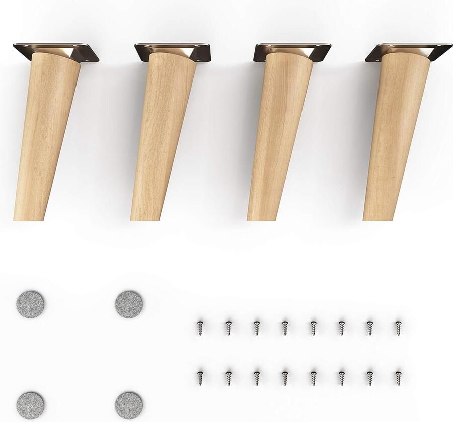 Houten meubelpoten Clif Round Olie-afwerking Hoogte: 15 cm HMF2 rond conisch (schuine uitvoering) Materiaal: massief hout (beuken) voor stoelen tafels