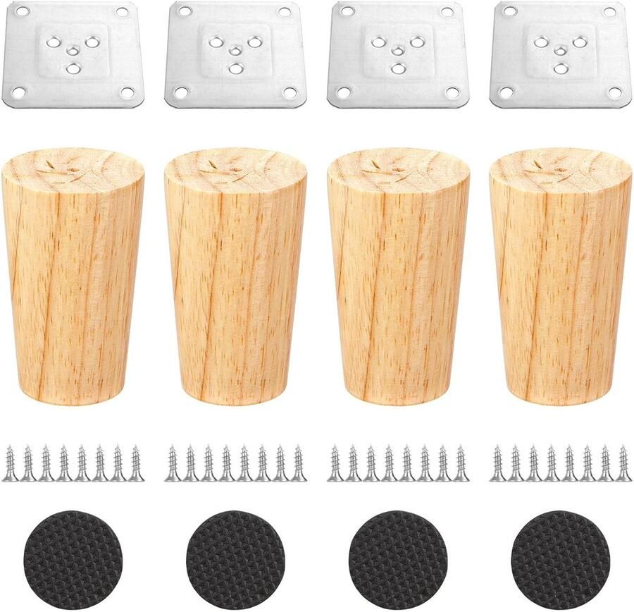 Houten meubelpoten duurzaam eiken set van 4 8 cm