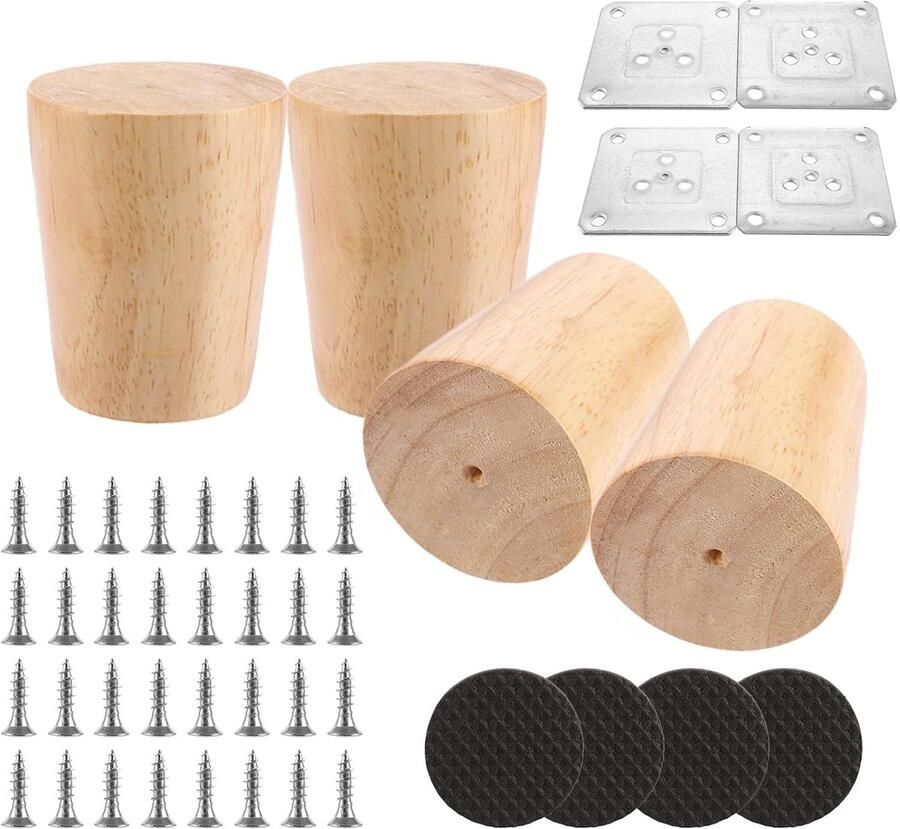 Houten meubelpoten duurzaam eikenhout set van 4