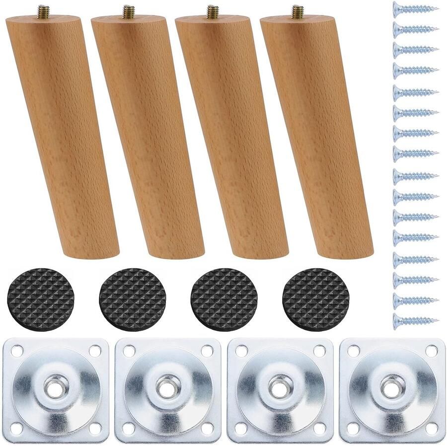 Houten meubelpoten duurzaam en stijlvol set van 4 massief hout