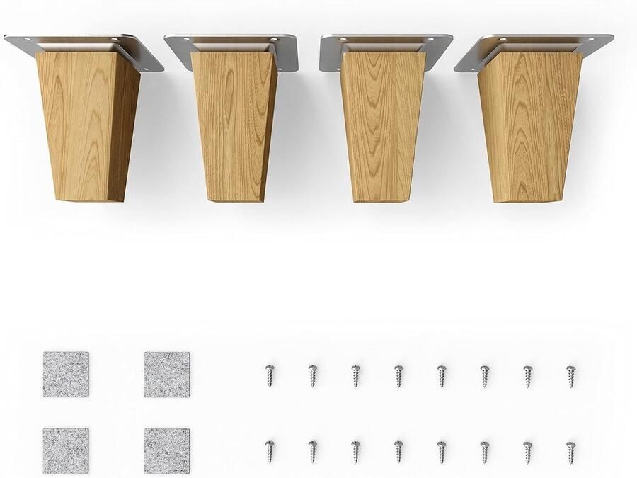 Houten meubelpoten massief eiken set van 4 8 cm