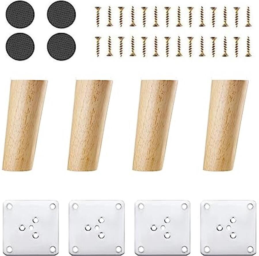 Houten Meubelpoten voor Bank en Kast Set van 4 met Schroeven