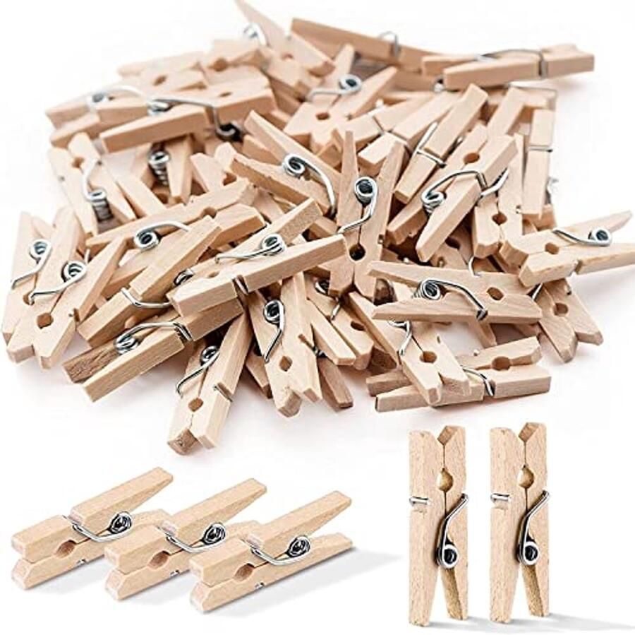 Houten Mini-Klemmen 100 Stuks 25 mm voor Fotowand en Gastgeschenken