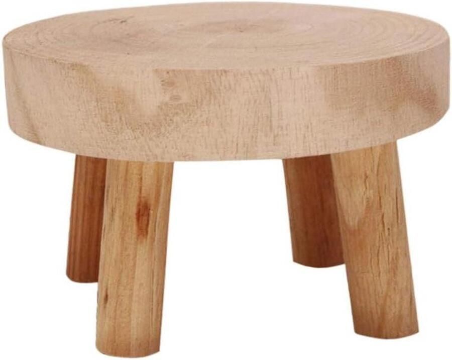 Houten Mini Kruk Tentoonstellingsstandaard Rek voor Potplanten en Vetplanten Bonsai Bloempotstandaard van Houtnerf (Nat Hout S) Houten kruk