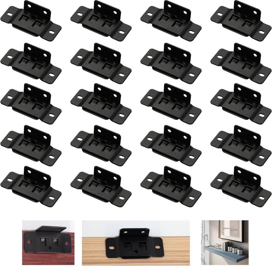 Houten montagehoek 90 graden Verbindingshoek voor hout Meubels tafel stoel boekenkast Zwart 20 stuks