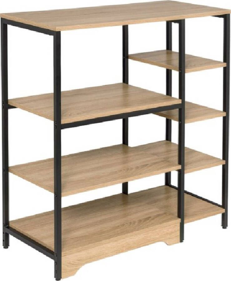 Houten Opbergkast met 7 Planken Boekenkast Open Kast Wandkast Keukenkast 90x40x95 cm MDF & Metaal Bruin - Foto 1
