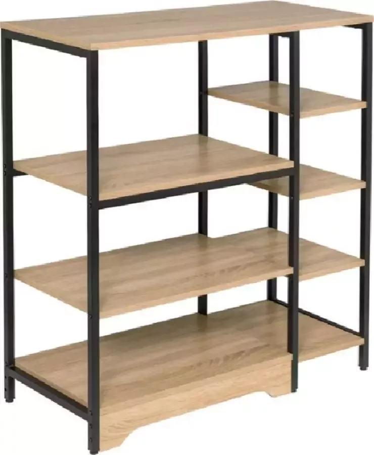 Houten Opbergkast met 7 Planken Boekenkast Open Kast Wandkast Keukenkast 90x40x95 cm MDF & Metaal Bruin