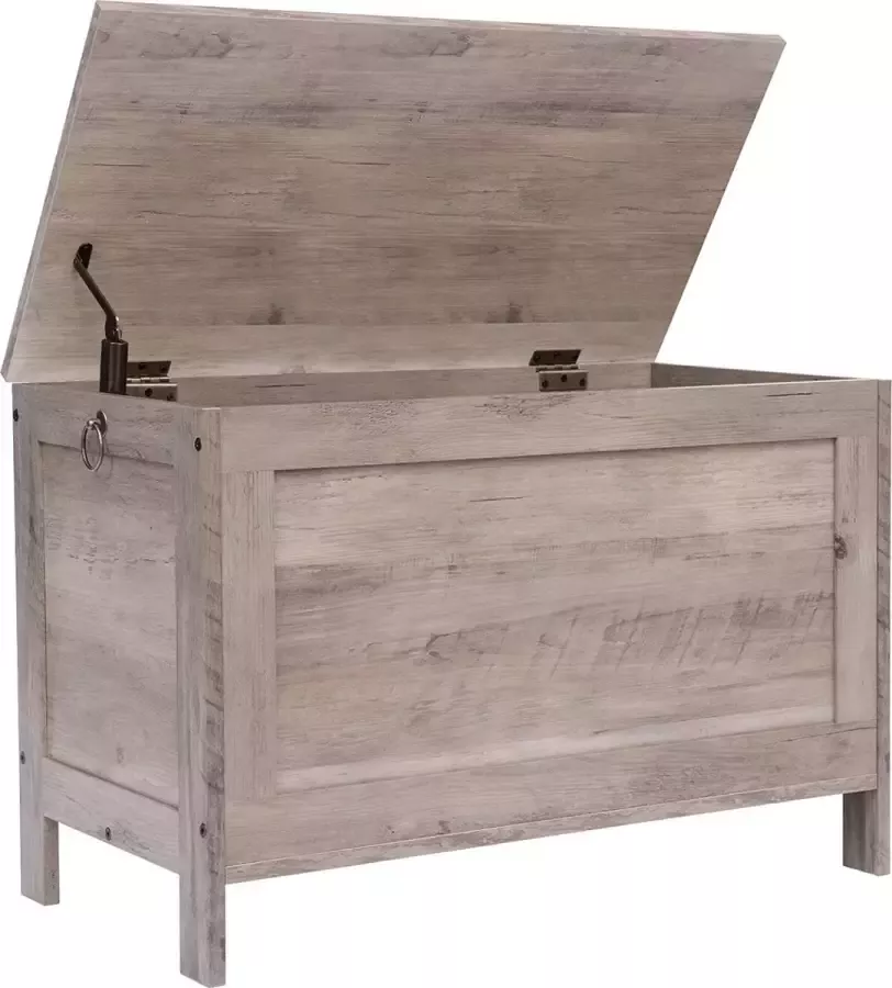 Furnibella houten opbergkist bedeinde opbergbank grote speelgoedkisten met deksel speelgoedbox organizer unit schoenenbank zitkist entree hal slaapkamer grijs en zwart EBG75CW01