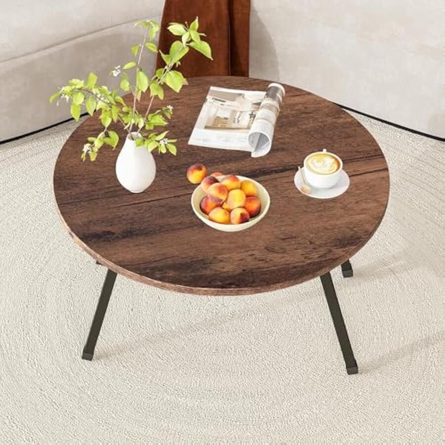 Houten opvouwbare ronde salontafel functionele met draaibaar modern design voor kleine woonkamer