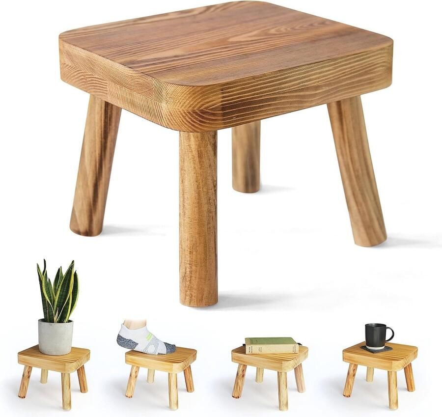 Kleine houten kruk voor planten en bijzettafel Multifunctionele opstapkruk voor binnen