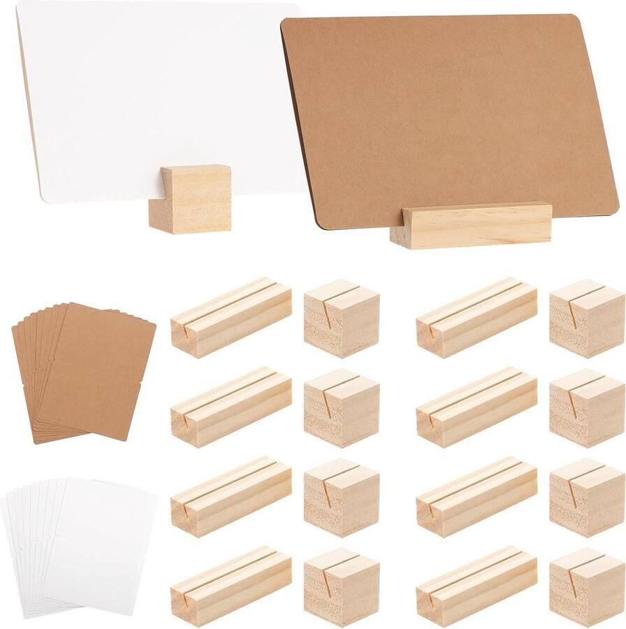 20 stuks houten plaats kaarthouders tafel nummer stands foto memokaarthouders bruiloft decoratie kaartenstandaard