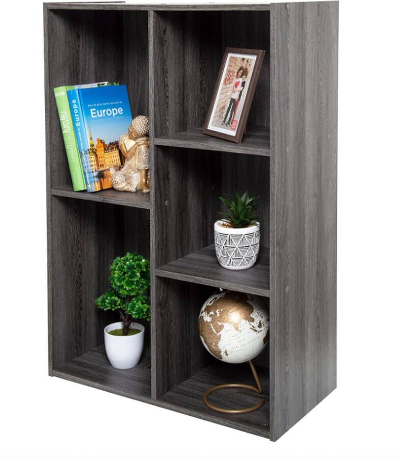 Houten plank kubuskast boekenkast kast open kast Modulair Design kantoor woonkamer slaapkamer Basic Storage Shelf CX-23C Grijs Eiken