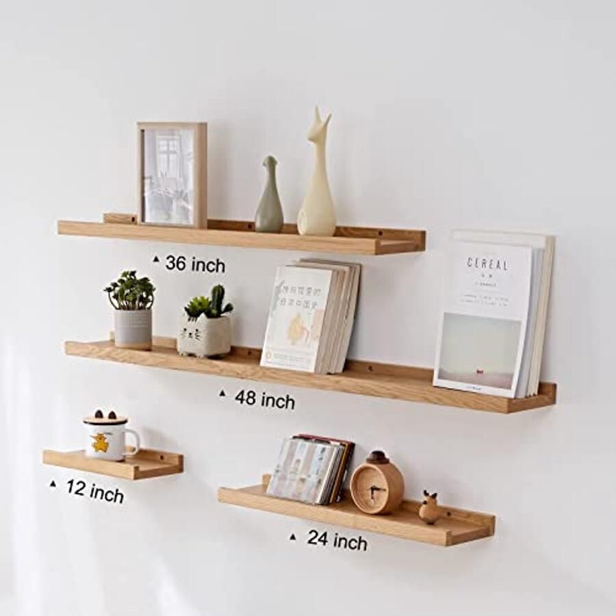 Houten planken 30 cm Set van 2 zwevende wandplanken van massief eiken voor slaapkamer badkamer woonkamer en keuken